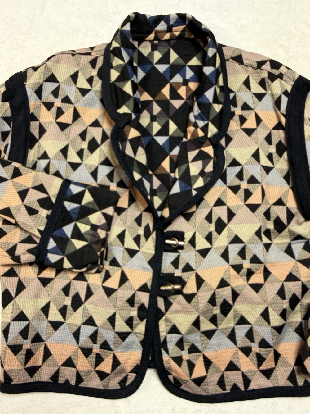 Beluva Reversible Geometric Art to Wear Jacquard Jacket Lagenlook Blazer Sm